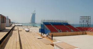 Scaffold grandstand beach event Dubai