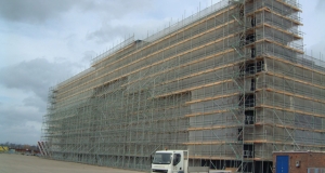 Construction site scaffolding